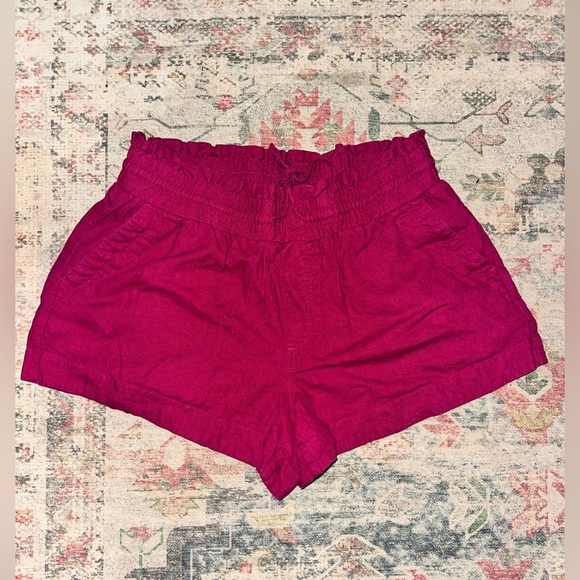 A New Day Magenta Linen Blend Shorts | Size L - Picture 1 of 3